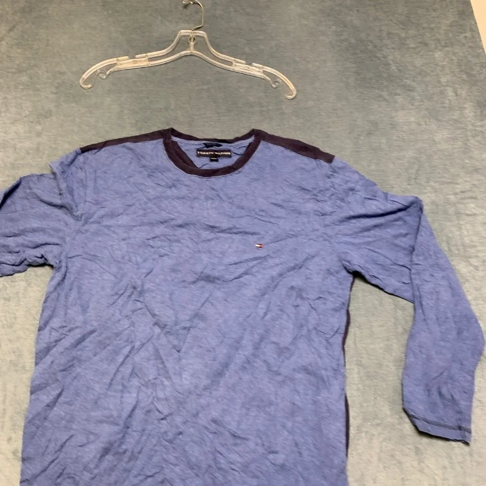 Tommy Hilfiger Shirt Mens Large Heather Blue Crew Neck Long Sleeve Regular Fit